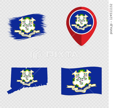 Connecticut State Flag Icon Set. 124511132