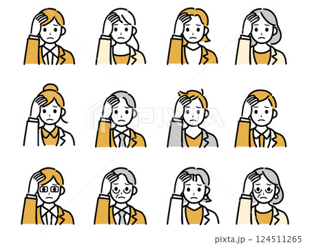 頭痛やめまいで頭を抱えるスーツを着たサラリーマン 124511265