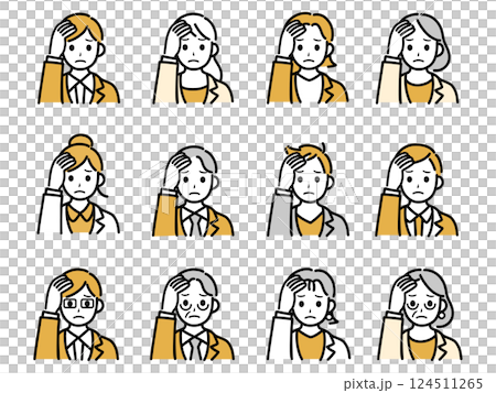 頭痛やめまいで頭を抱えるスーツを着たサラリーマン 124511265