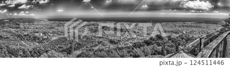 Panoramic view from Tibidabo mountain over Barcelona, Catalonia, Spain Panoramic view from Tibidabo mountain over Barcelona, Catalonia, Spain 124511446