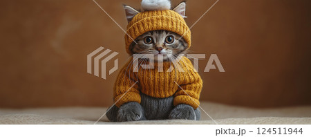 服を着た可愛い猫 124511944