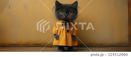 服を着た可愛い猫 124512060