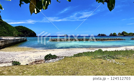 沖縄県阿嘉島の前浜ビーチから写した海 124512703