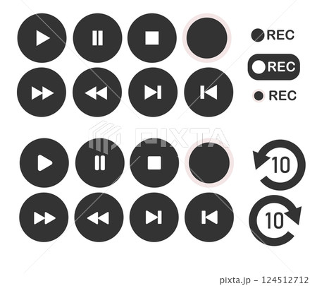 音楽や映像の再生や録画などのアイコン シンプルな矢印アイコン 音楽や映像の再生や録画などのアイコン シンプルな矢印アイコン 124512712