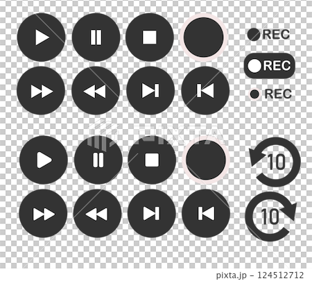 音楽や映像の再生や録画などのアイコン シンプルな矢印アイコン 音楽や映像の再生や録画などのアイコン シンプルな矢印アイコン 124512712