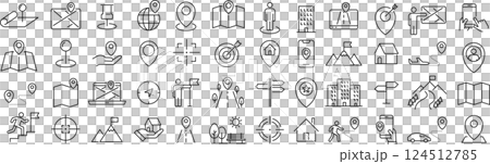 向量單色定位線圖示集 124512785