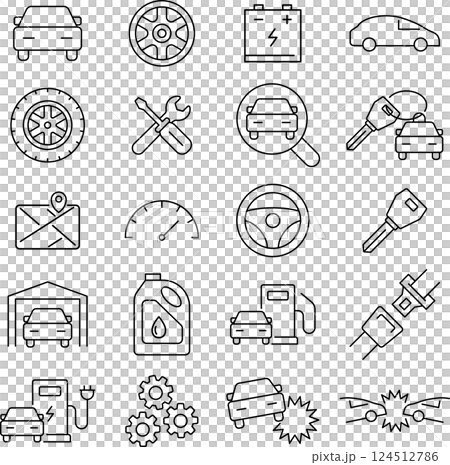 Car related line icon set 124512786