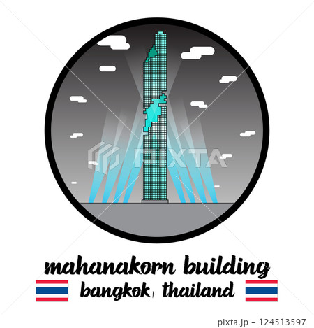 Circle Icon Mahanakorn Building. Vector illustration 124513597