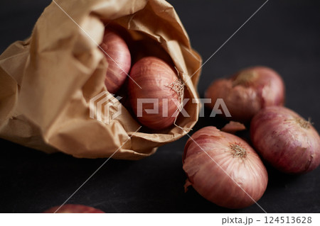 Close up of red shallot onion Close up of red shallot onion 124513628