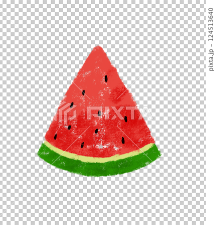 Cut watermelon, crayon touch 124513640