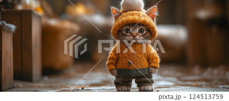 服を着た可愛い猫 124513759