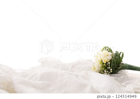 Bouquet of White Flowers on White Background 124514949