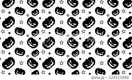 ハロウィンのカボチャのシームレスの背景イラスト 124515849