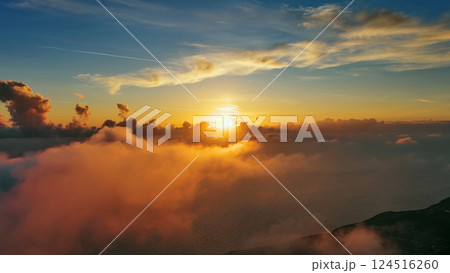 Aerial view of bright sunset clouds Aerial view of bright sunset clouds 124516260