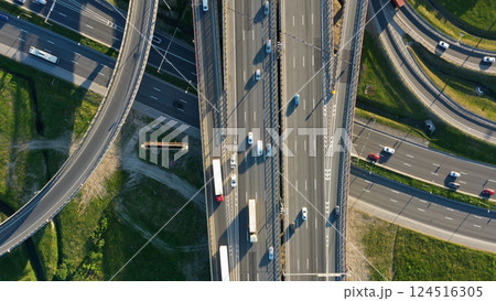 Lot of cars on modern road junction 124516305