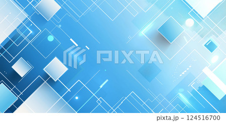 Transparent Hexagons and Cubes in Soft Blue Gradient 124516700