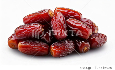 デーツ、ナツメヤシ、白背景 124516980