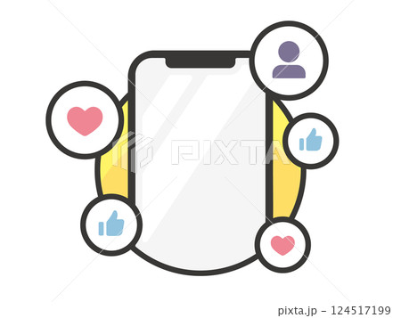 スマホとSNSのイメージ ベクターイラスト スマホとSNSのイメージ ベクターイラスト 124517199