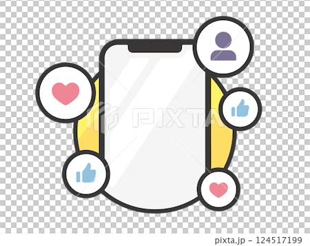 スマホとSNSのイメージ ベクターイラスト スマホとSNSのイメージ ベクターイラスト 124517199