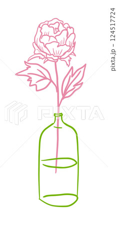Peony in a vase in one line. hand drawing. Not AI, Vector illustration Peony in a vase in one line. hand drawing. Not AI, Vector illustration 124517724