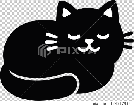 Cute cartoon black cat sleeping Cute cartoon black cat sleeping 124517935