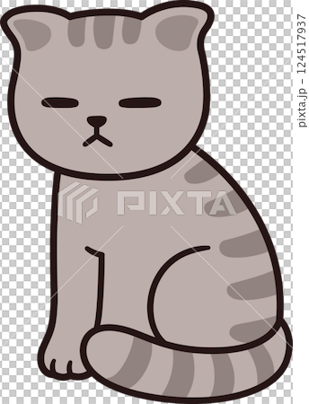 Cute cartoon sleepy cat drawing Cute cartoon sleepy cat drawing 124517937