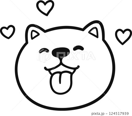 Cute Shiba Inu portrait with tongue out and hearts Cute Shiba Inu portrait with tongue out and hearts 124517939