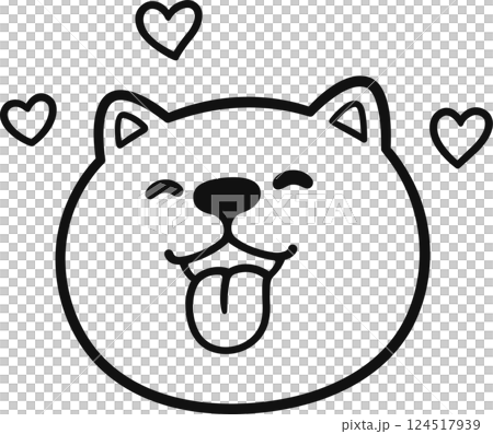 Cute Shiba Inu portrait with tongue out and hearts Cute Shiba Inu portrait with tongue out and hearts 124517939