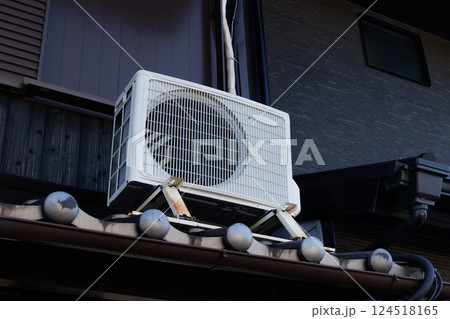 Outdoor unit air compressor, Air Conditioner old aged grunge weathered heat exchanger air ventilator Outdoor unit air compressor, Air Conditioner old aged grunge weathered heat exchanger air ventilator 124518165