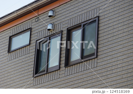 Japan Windows, Home window house in the city building with safety glass 124518169