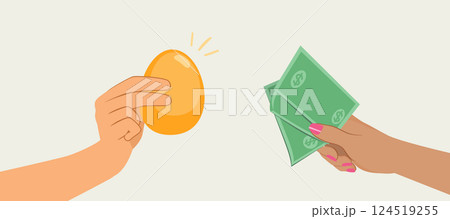 Illustration Of Male Hand Holding Egg Representing Rising Food Prices Crisis 124519255