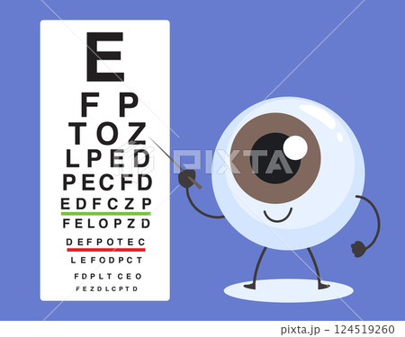 Cartoon Illustration Of Eye Character Pointing To Test Chart Vector Drawing Cartoon Illustration Of Eye Character Pointing To Test Chart Vector Drawing 124519260