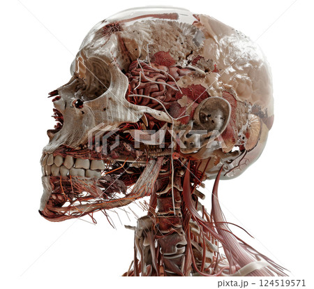 Transparent Skull with Brain Structure 124519571