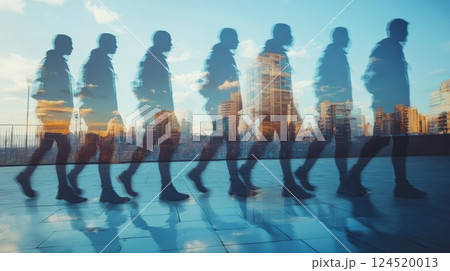 Multiple Exposure Effect Showing Persons Moving 124520013