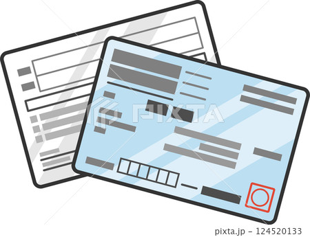 健康保険被保険者証(保険証)表裏両面のイラスト カラー ベクター アイコン 青色 健康保険被保険者証(保険証)表裏両面のイラスト カラー ベクター アイコン 青色 124520133