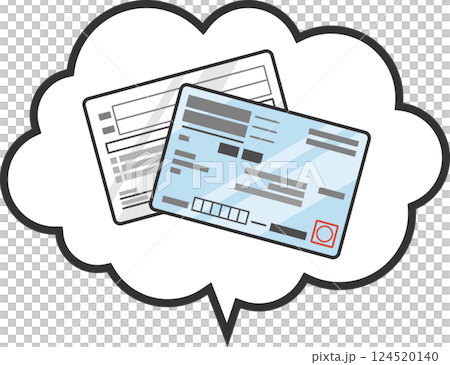 吹き出しの中に健康保険被保険者証(保険証)のイラスト カラー ベクター アイコン 青色 吹き出しの中に健康保険被保険者証(保険証)のイラスト カラー ベクター アイコン 青色 124520140