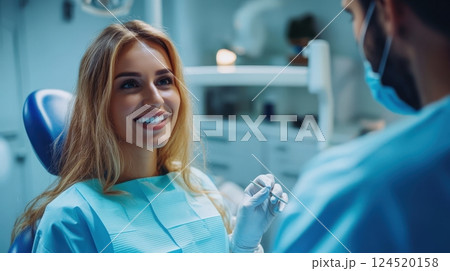Dentist Examining A Patient at the Dental Appointment 124520158