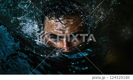 Man Emerging From Dark Waters 124520180
