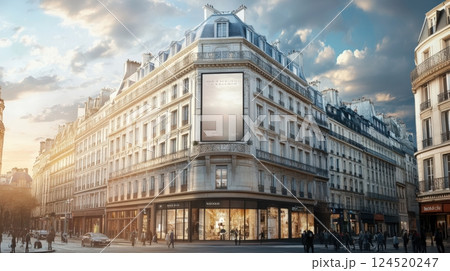 White Blank Store Signage Or Poster Banner 124520247