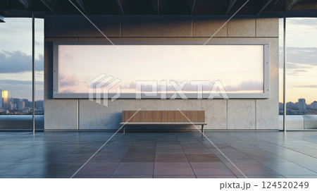 Urban Sidewalk Billboard Blanc Mock-up 124520249
