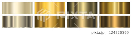 Golden metallic gradient with a frame on a white background. A pattern with a shiny metallic gradient. 124520599
