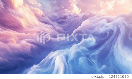 Abstract Swirls Of Pastel Clouds Mimicking Marble 124521059