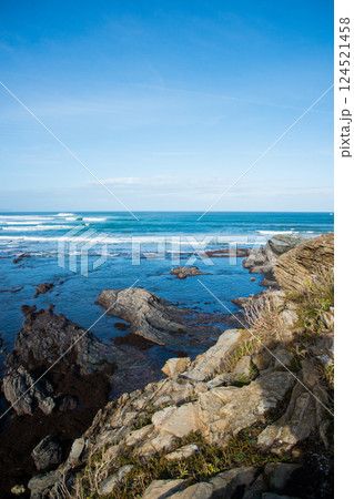 Sunny day, rocky asturian coastline. Cantabrian sea. Sunny day, rocky asturian coastline. Cantabrian sea. 124521458