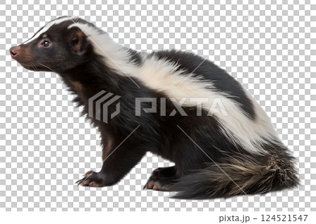 Striped skunk animal isolated on the transparent background 124521547