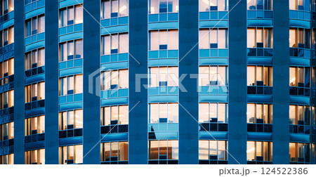 Financial district, business skyscraper, panoramic glass texture - AI generated image 124522386