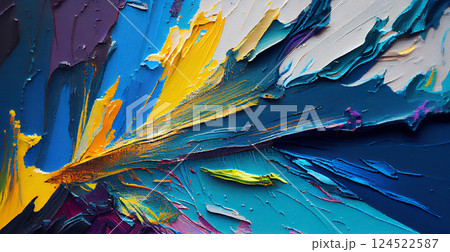 Strokes of colorful paint, panoramic rainbow background - AI generated image 124522587