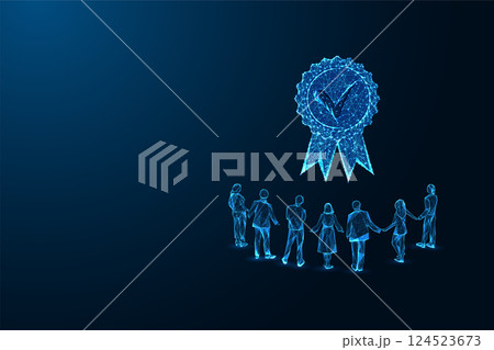 Business excellence and quality certification concept, digital award ribbon, vector illustration 124523673