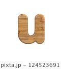 Wood letter U - Small 3d pine font - Suitable for Decoration, nature or wood related subjects 124523691