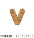 Wood letter V - Small 3d pine font - Suitable for Decoration, nature or wood related subjects 124523692
