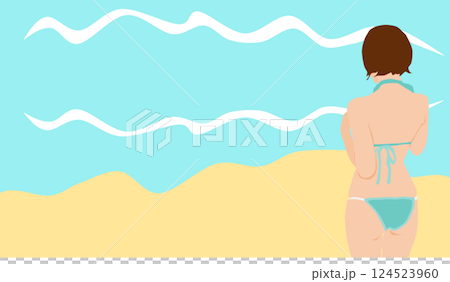 Illustration of a woman enjoying the sea during summer vacation Illustration of a woman enjoying the sea during summer vacation 124523960